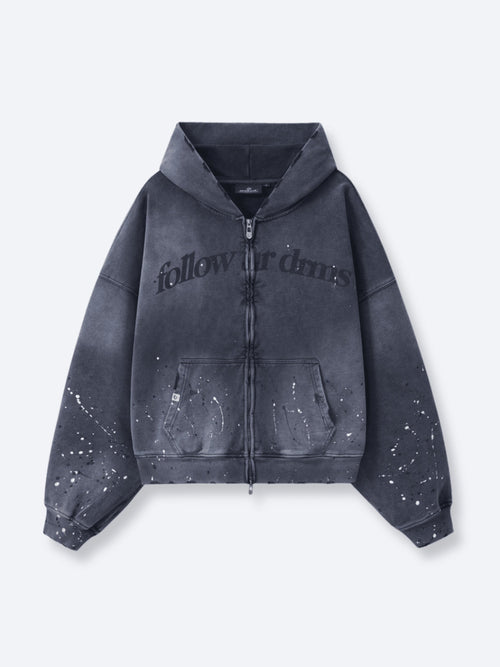 FOLLOW UR DRMS ZIP UP - CHARRED GREY