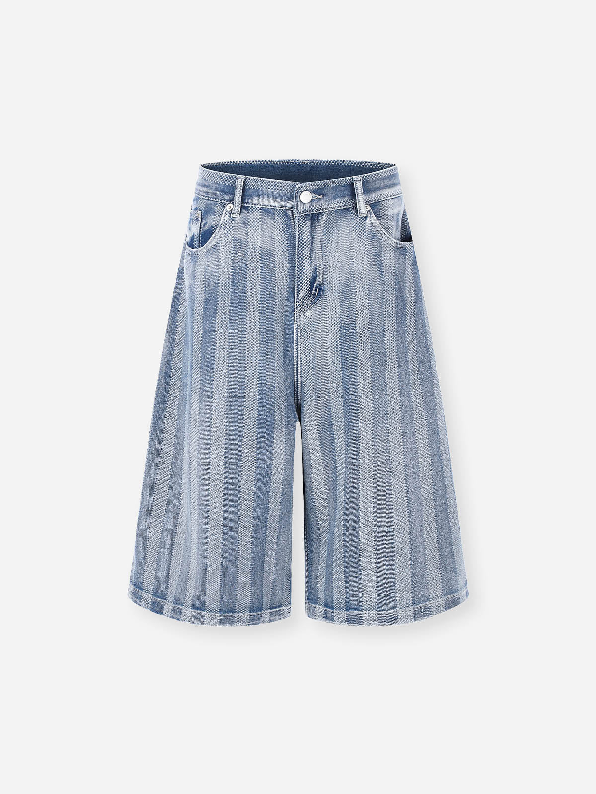 NOISSEY Vintage Washed Lightweight Denim Shorts Wide-Leg Jorts