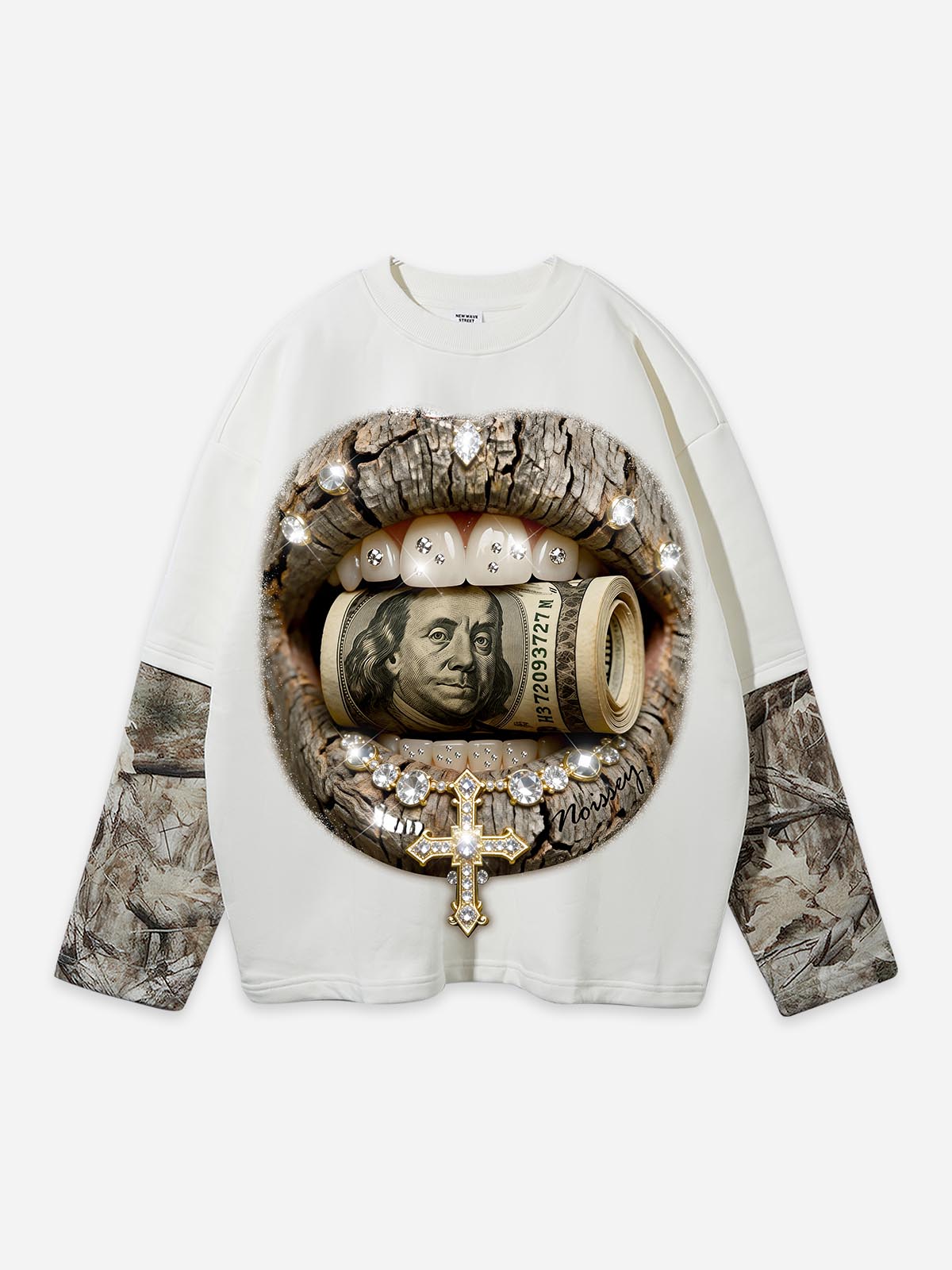 Real Tree Camo Lip Money Bite Oversized Long Sleeve