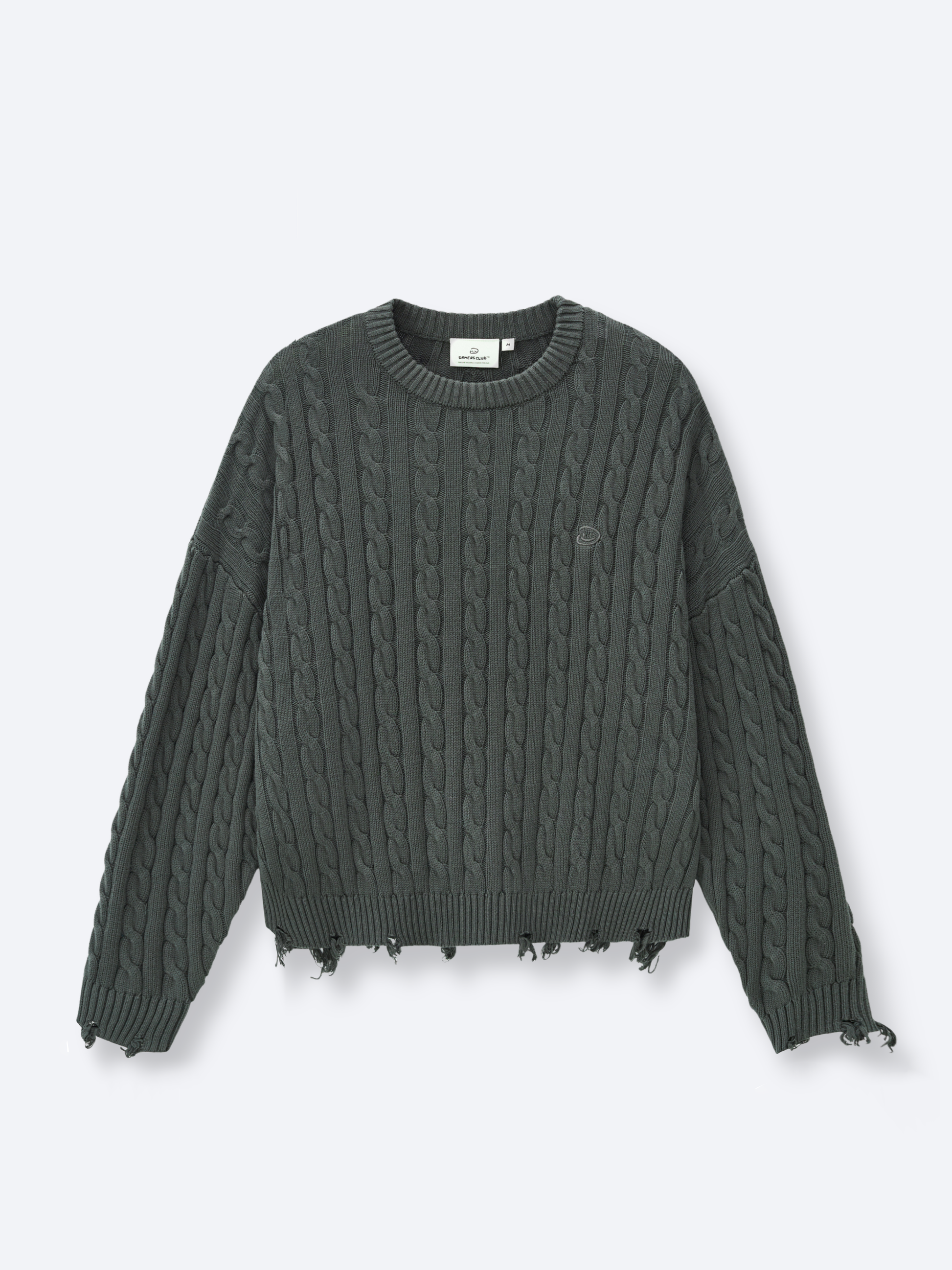 CABLE KNIT SWEATER - GREEN
