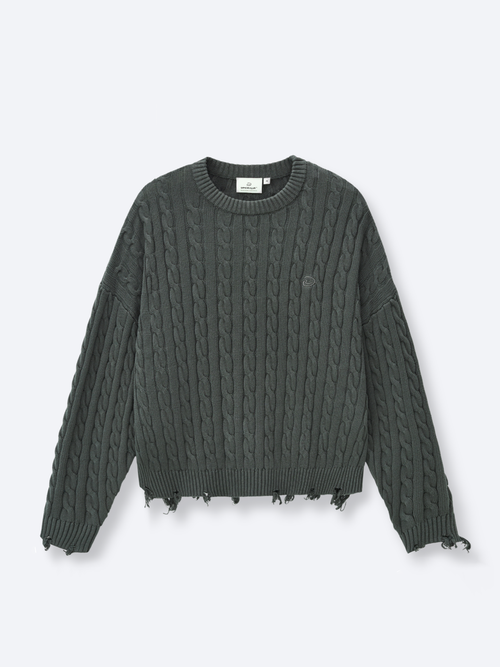 CABLE KNIT SWEATER - GREEN