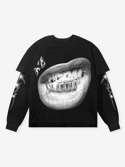 NOISSEY Gun & Dice Grillz Rhinestone 2-Piece Layering Set