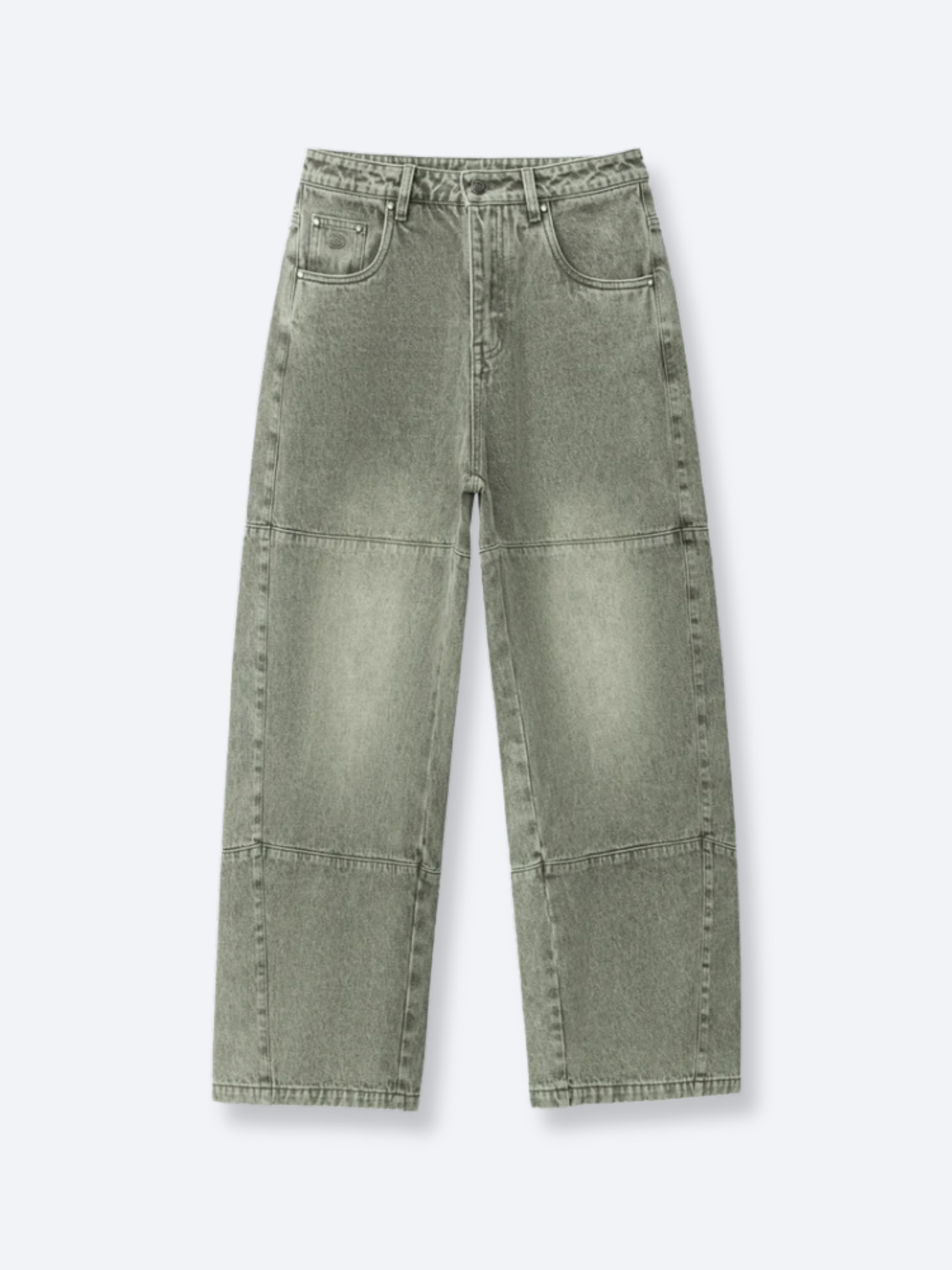 PANEL DENIM JEANS - WASHED GREEN