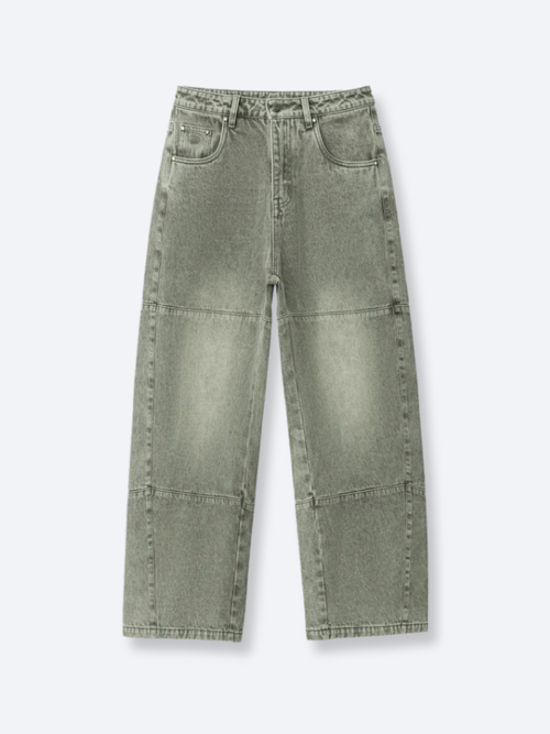 PANEL DENIM JEANS - WASHED GREEN