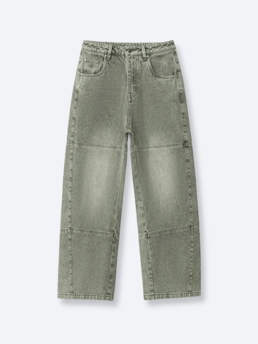 PANEL DENIM JEANS - WASHED GREEN