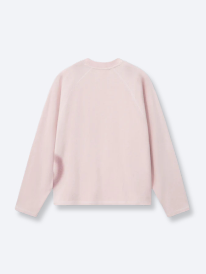 SMILEY WAFFLE LONG SLEEVE TEE - COTTON CANDY PINK
