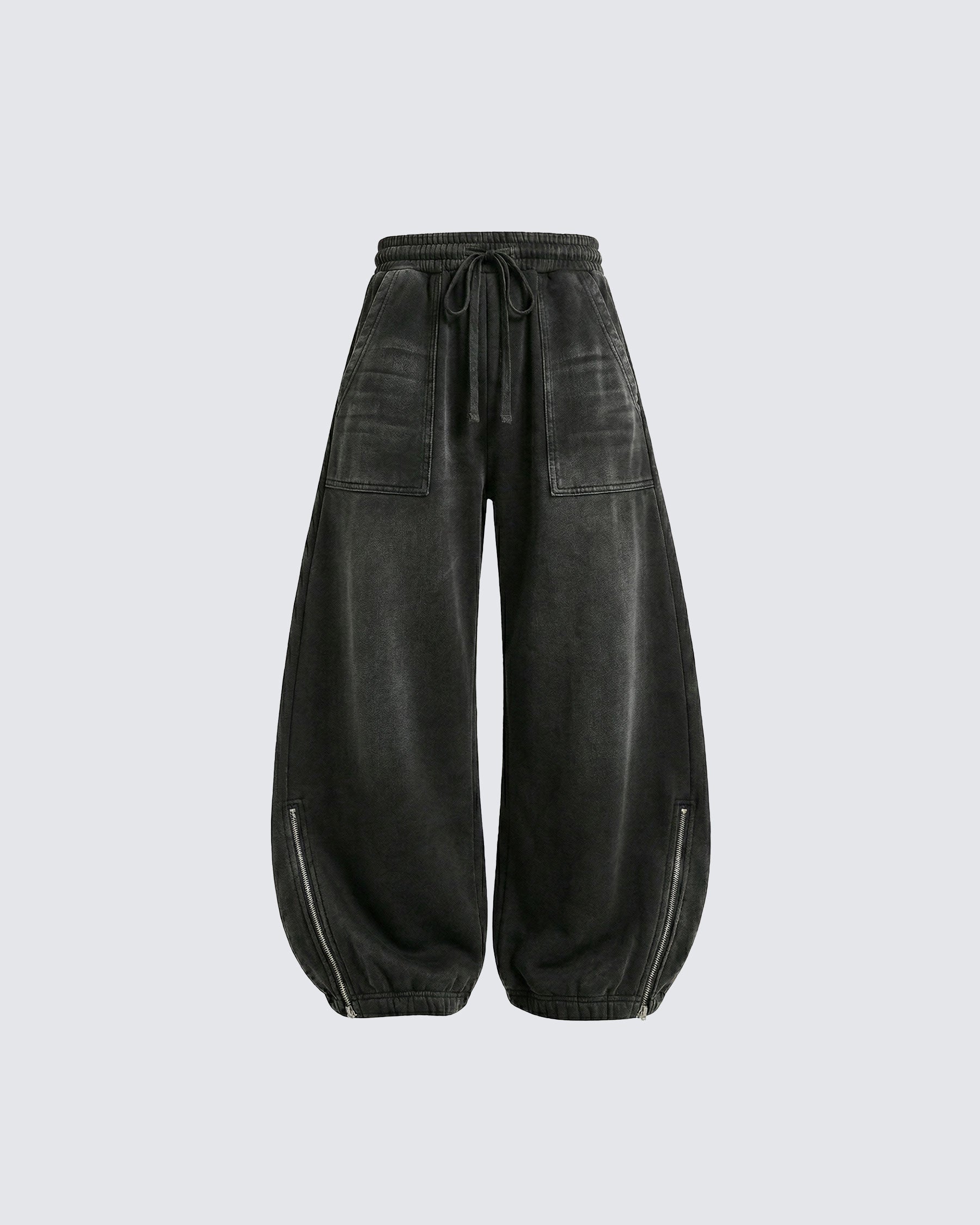KIIKIO Plaid Shirt-Waist Wide-Leg Sweatpants